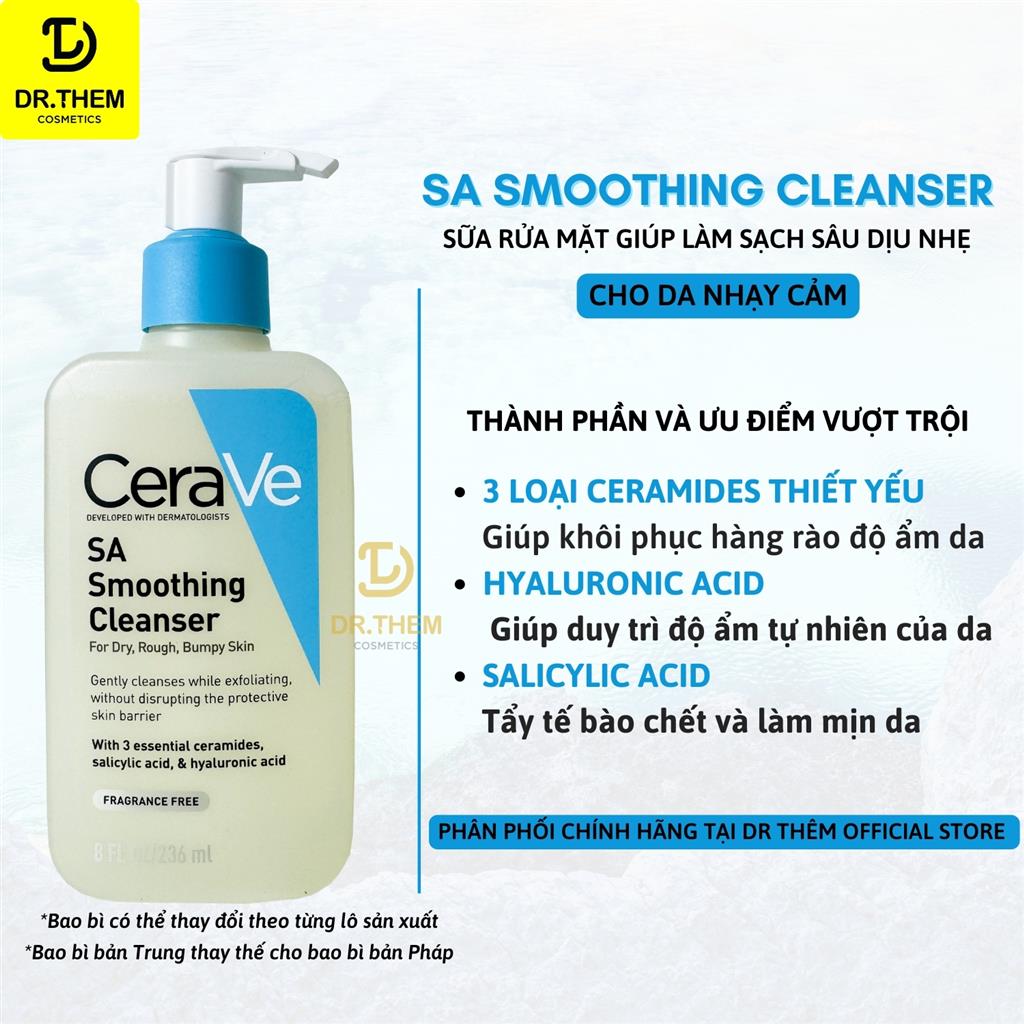 Sữa rửa mặt cho da mụn nhạy cảm CeraVe SA Smoothing Cleanser