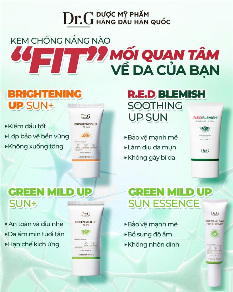 Dr.G Kem chống nắng (Green Mild Up/ Brightening Up) Sun+ SPF50+ PA+++ 50ml