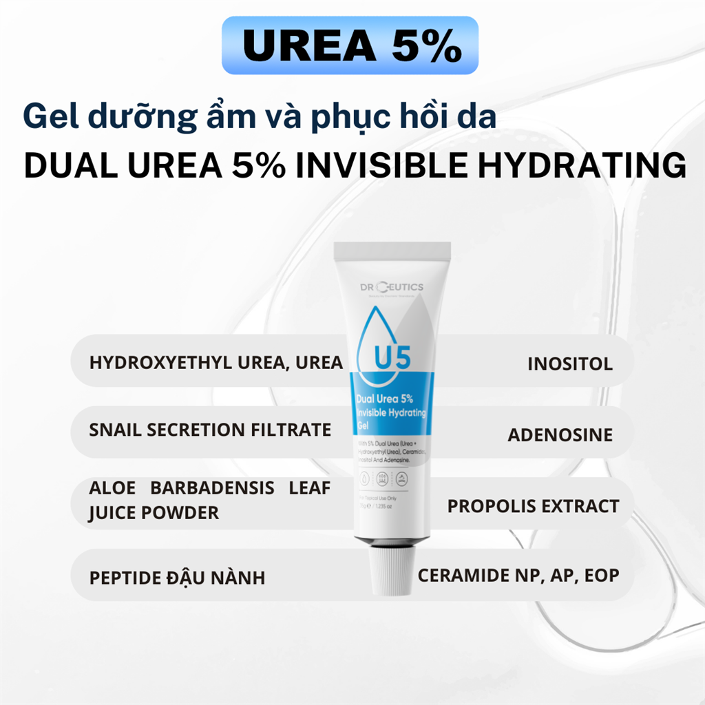 DRCEUTICS Gel Dưỡng Ẩm Và Phục Hồi Da Dual Urea 5% Invisible Hydrating Gel (35g)