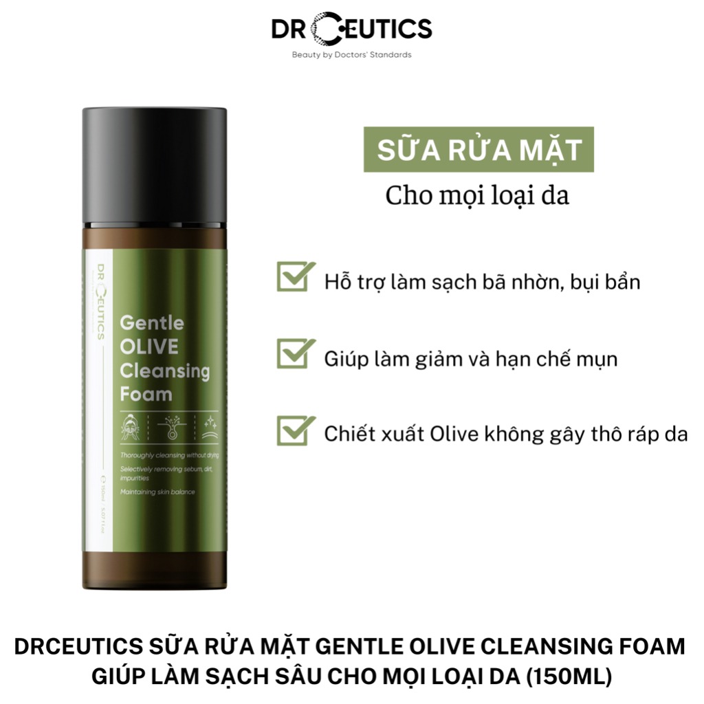 Sữa Rửa Mặt Drceutics Gentle Olive Cleansing Foam Giúp Làm Sạch Sâu Cho Mọi Loại Da